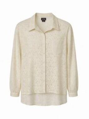 Dots Women's Lace Button-Up Blouse XL Ivory Long Sleeve